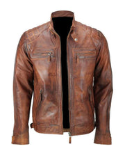 Cafe Racer Brown Retro Biker Genuine Leather Jacket