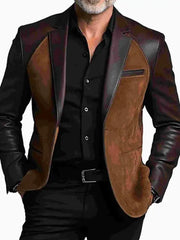 Men’s Brown and Black Two-Tone Leather Blazer