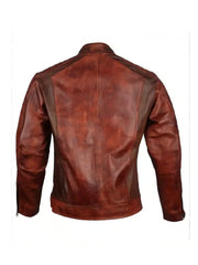 Cafe Racer Vintage Brown Biker Leather Jacket