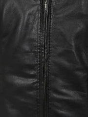 Short Round Collar Style Leather Jacket