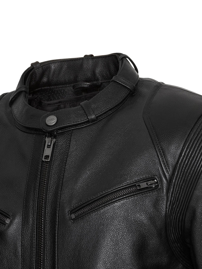 Black Fully Lined Biker Leather Jacket