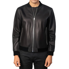 Black Bomber Genuine Leather Jacket