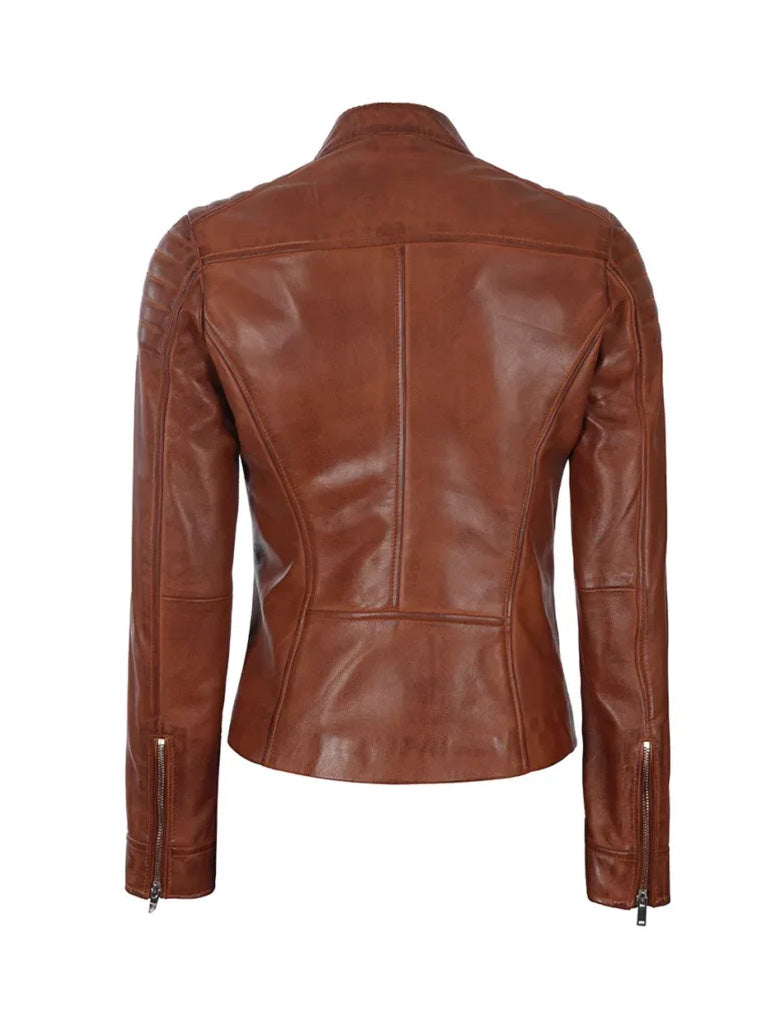 Cognac Brown Leather Jacket