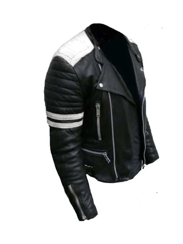 Brando Black Biker Real Leather Jacket