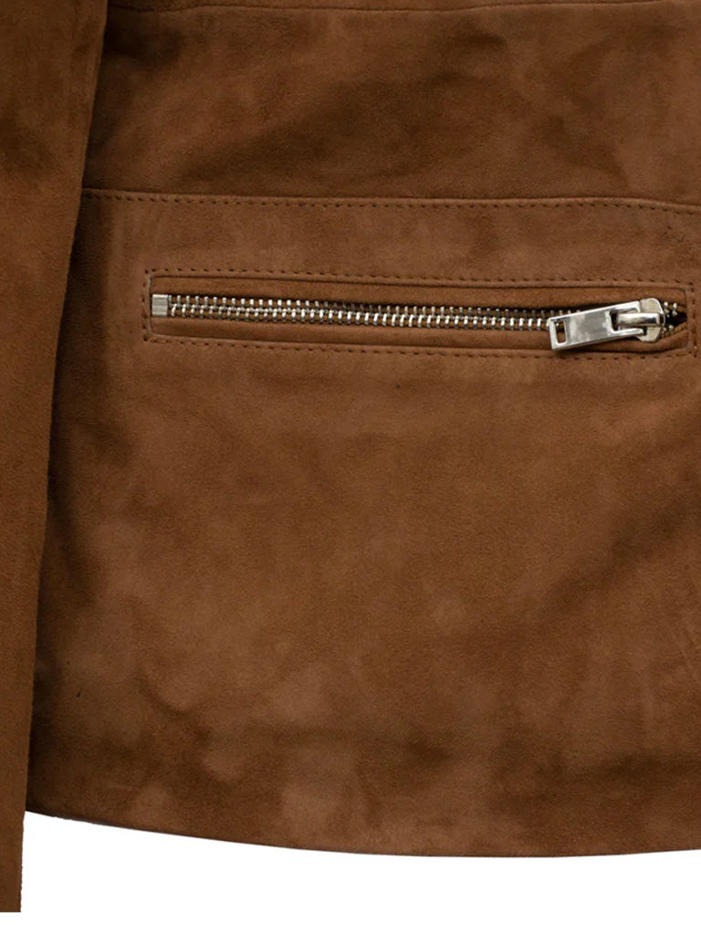 Rust Brown Suede Leather Jacket