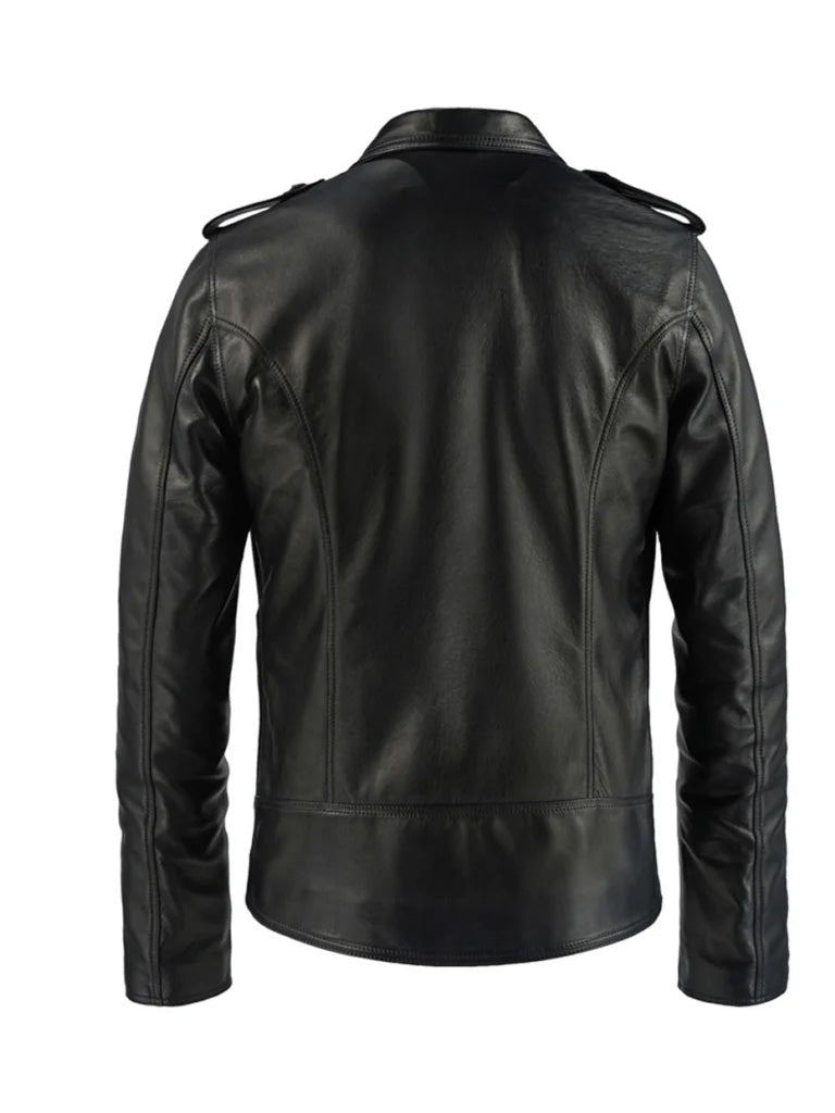 Black Chef Style Genuine Leather Jacket