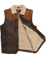 Brown Sherpa Leather Vest