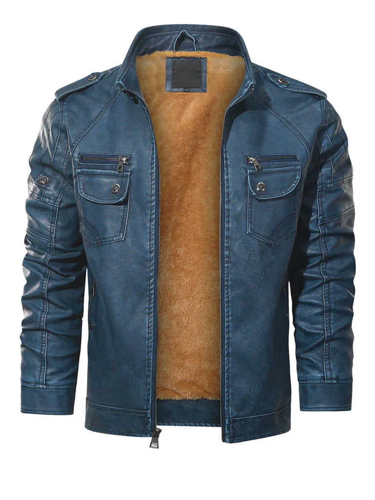 Biker Trucker Style Leather Jacket