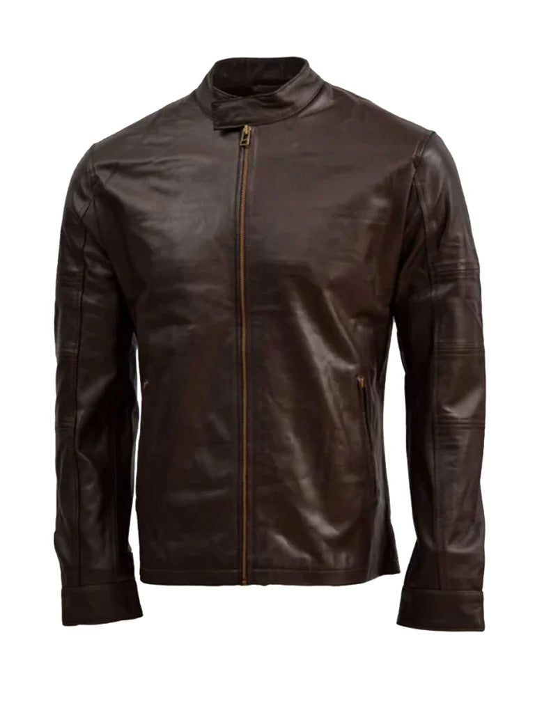 Dark Brown Regular Fit Genuine Leather Jacket