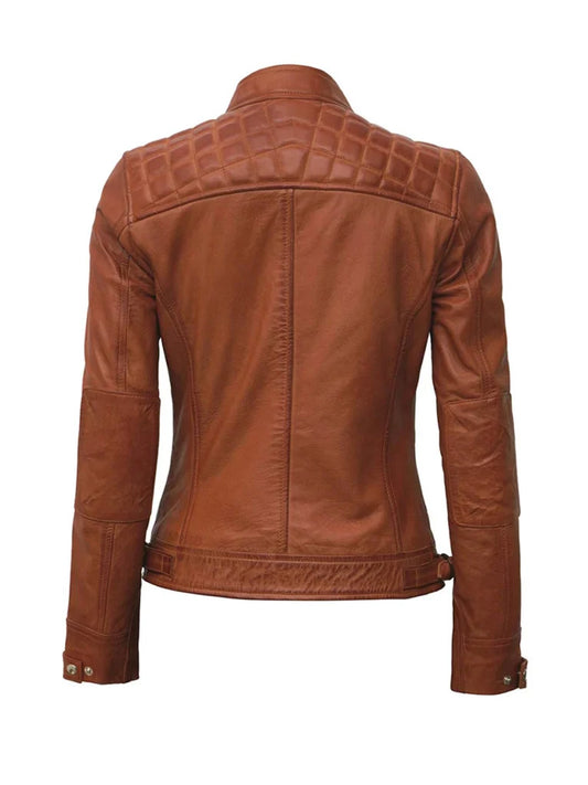 Quilted Brown Leather Jacket