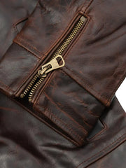 Dark Brown Shirt Style Biker Leather Jacket