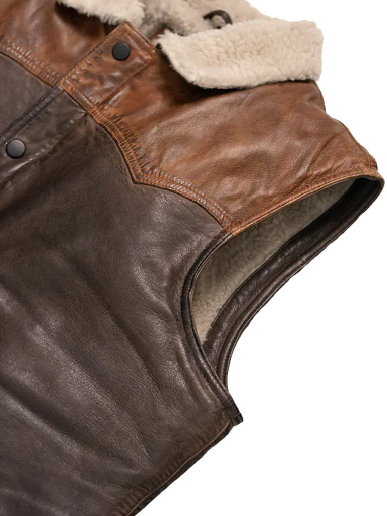 Brown Sherpa Leather Vest