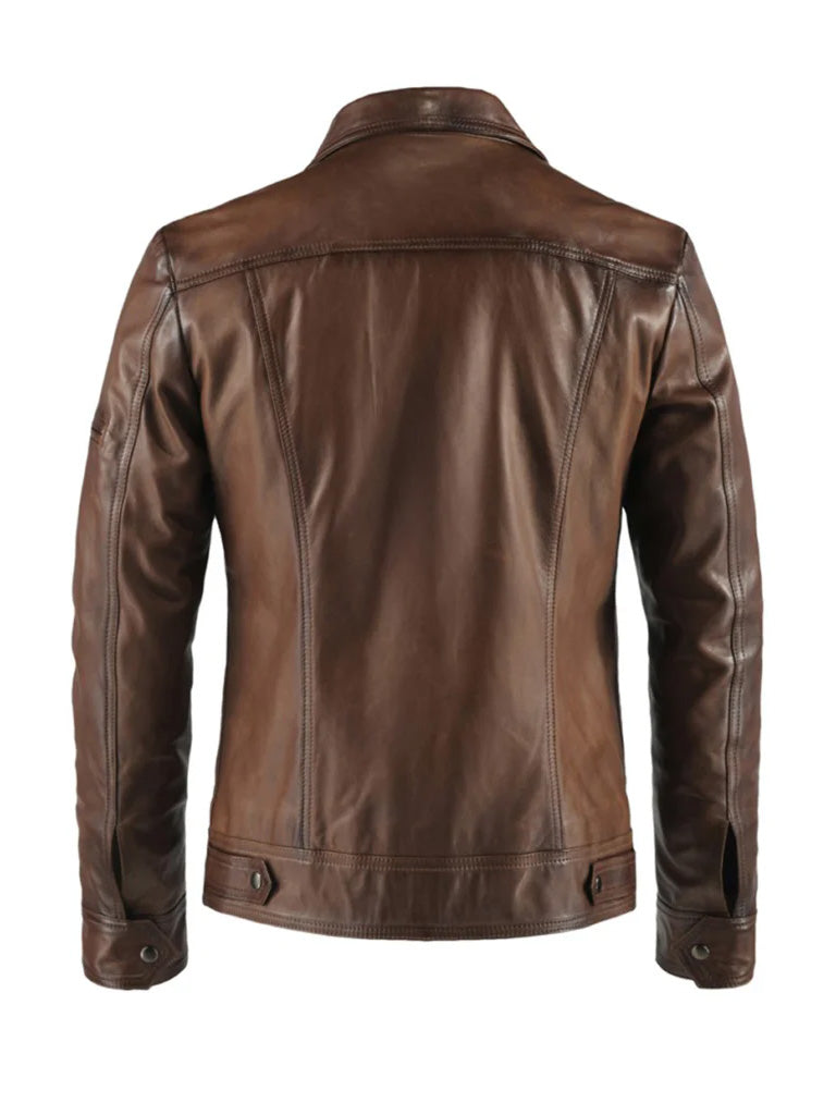 Shirt Style Genuine Leather Jacket