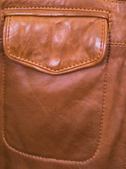 Tan Brown Trucker Leather Jacket