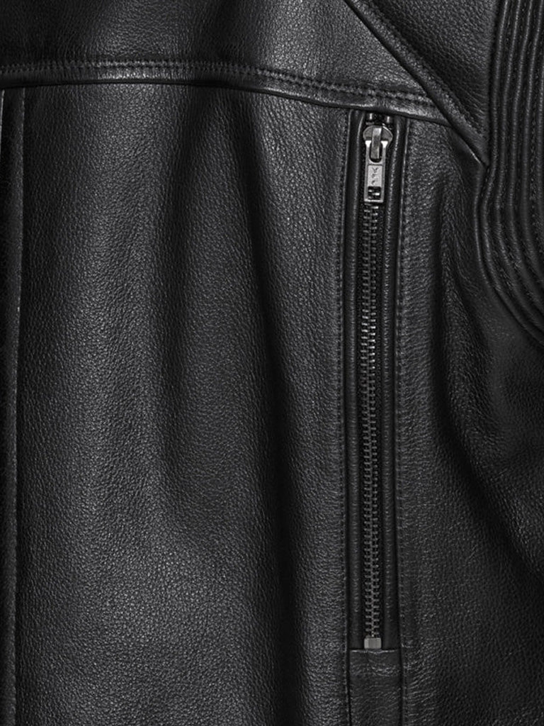 Black Fully Lined Biker Leather Jacket