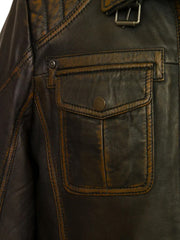 Distress Brown Trucker Genuine Leather Jacket