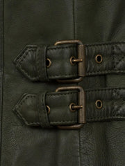 Green Notch Style Biker Leather Jacket