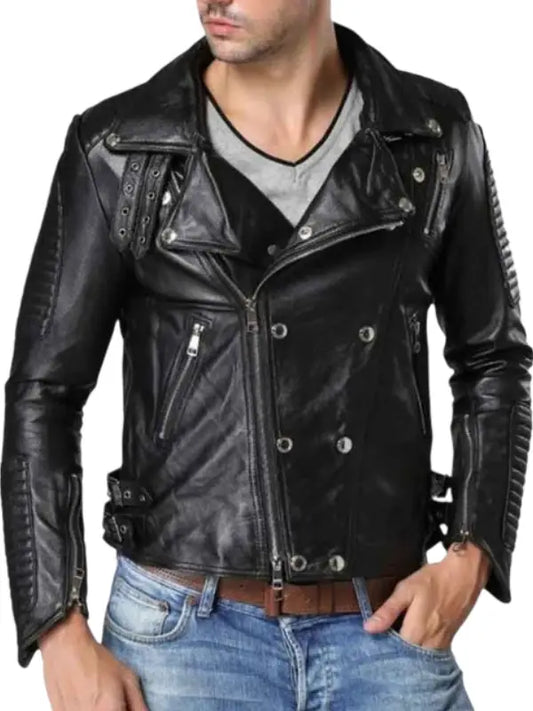 Men’s Black Quilted Leather Biker Jacket