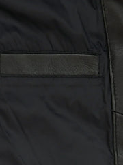 Black Padded Style Real Leather Long Coat