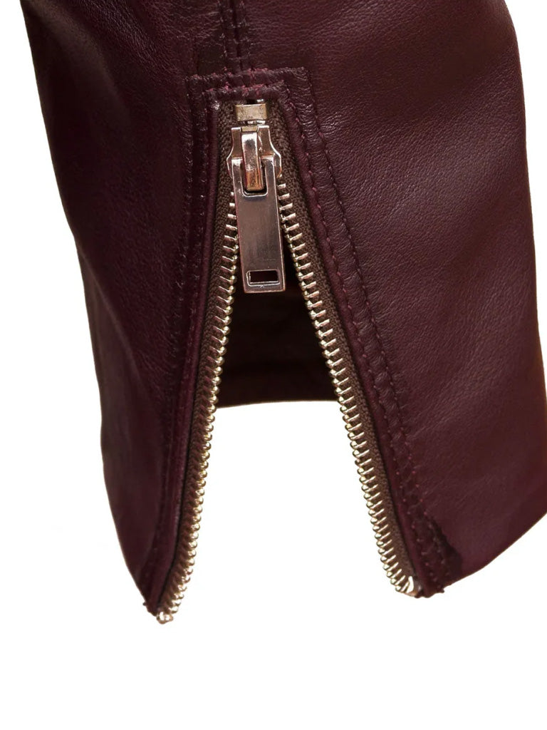 Burgundy Biker Leather Jacket