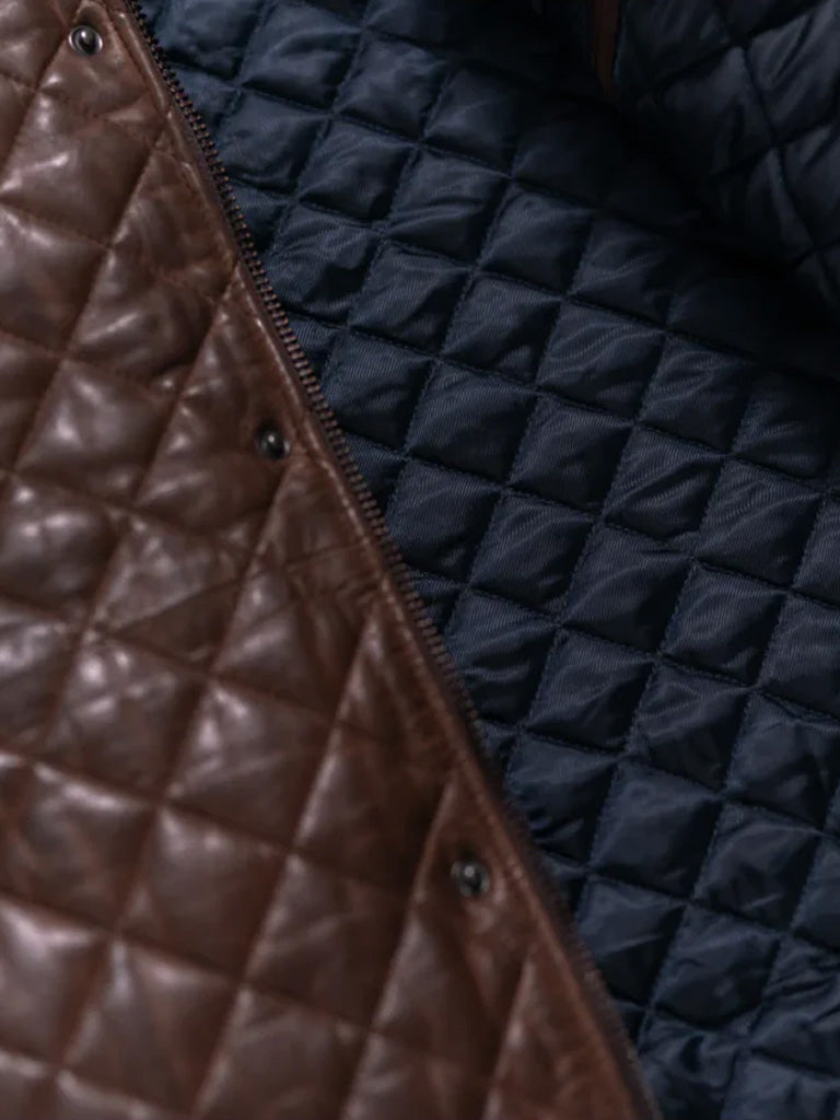 Dark Brown Quilted Real Leather Jacket