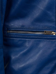 Blue Leather Biker Jacket - The Leather Jackets