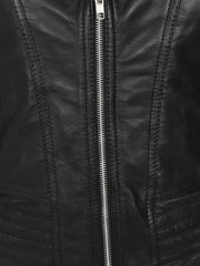 Black Biker Bold Lined Genuine Leather Jacket - The Leather Jackets