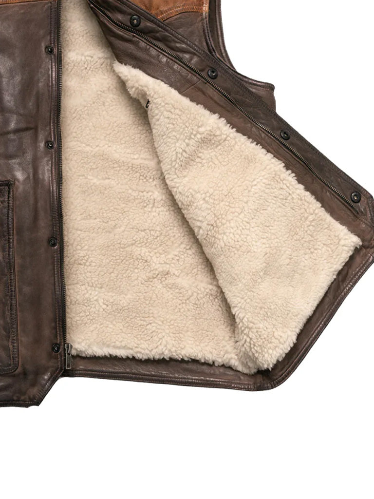 Brown Sherpa Leather Vest