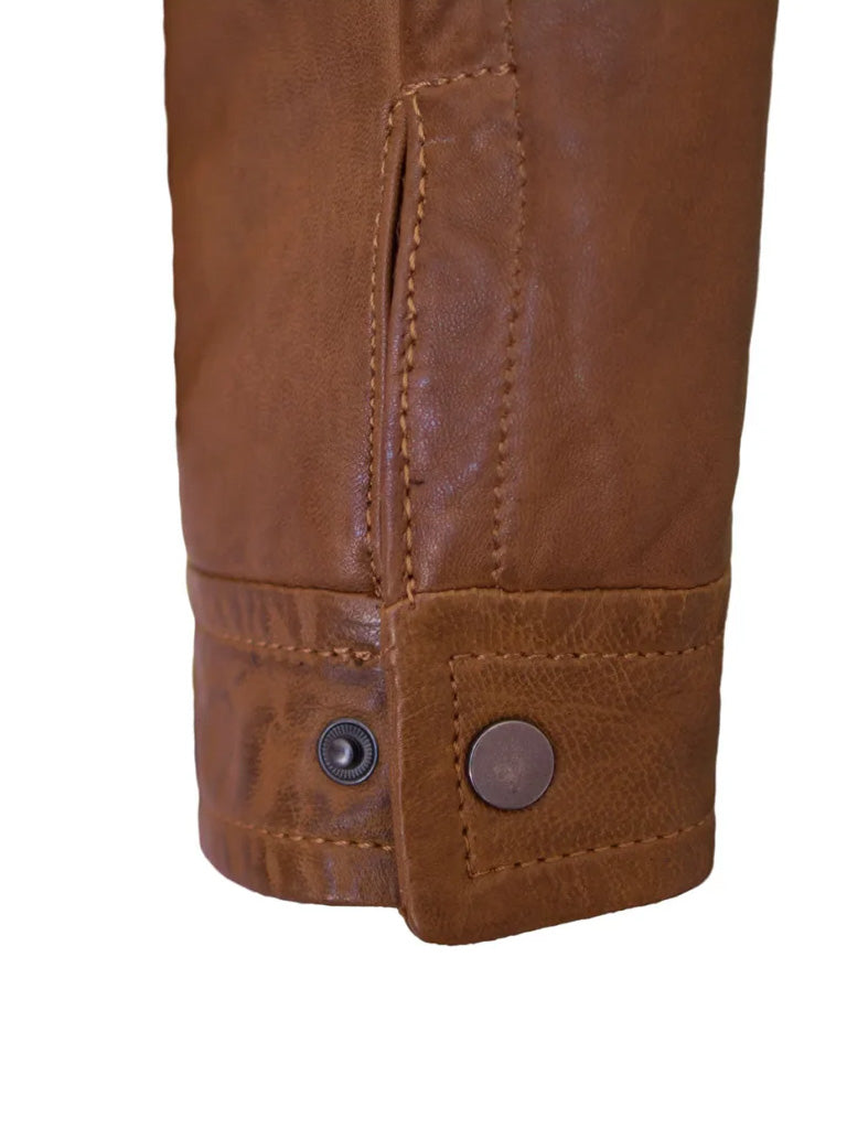 Tan Brown Trucker Leather Jacket