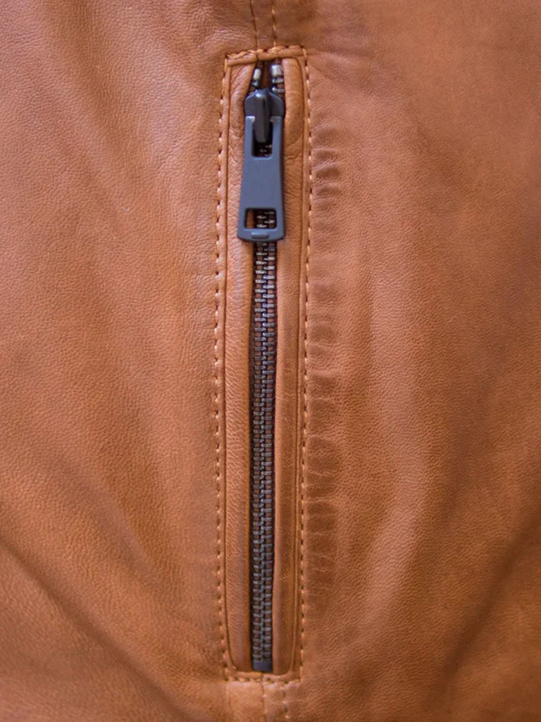 Tan Brown Trucker Leather Jacket