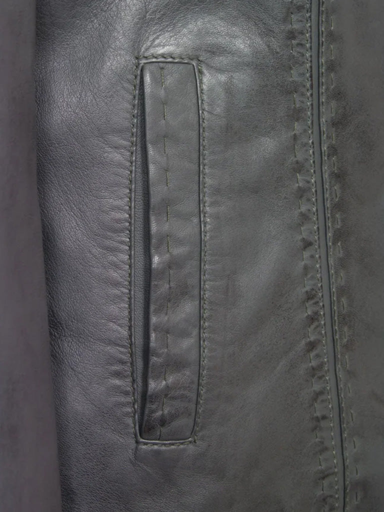 Biker Grey Leather Jacket