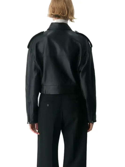 Women’s Black Cropped Leather Jacket