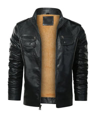 Biker Trucker Style Leather Jacket - The Leather Jackets