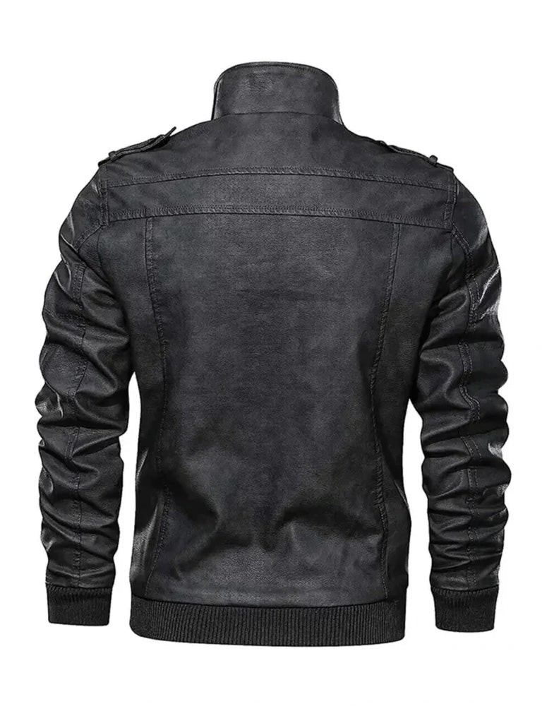 Black Real Leather Jacket with Removable Hood