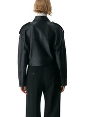 Women’s Black Cropped Leather Jacket