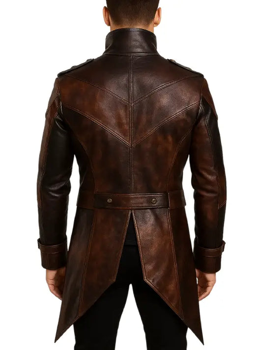 Men’s Vintage Brown Leather Tailcoat