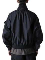 Men’s Black Tactical Utility Jacket with High Collar and Zip Closure