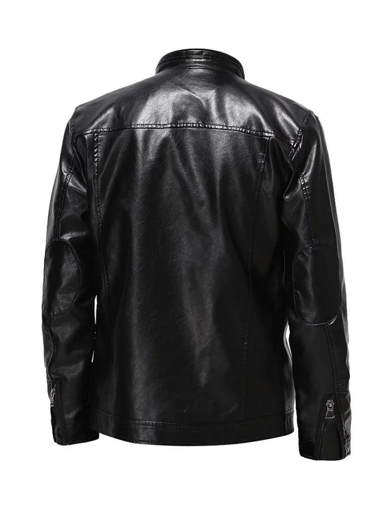 Asymmetrical Zip Leather Biker Jacket