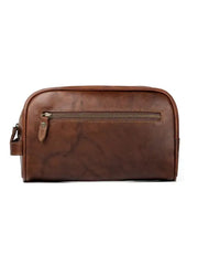 Handmade Brown Leather Toiletry Bag for Men, Premium Travel Dopp Kit