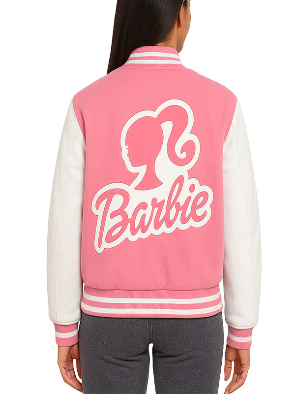 Barbie Pink Varsity Bomber Jacket for Women