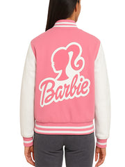 Barbie Pink Varsity Bomber Jacket for Women