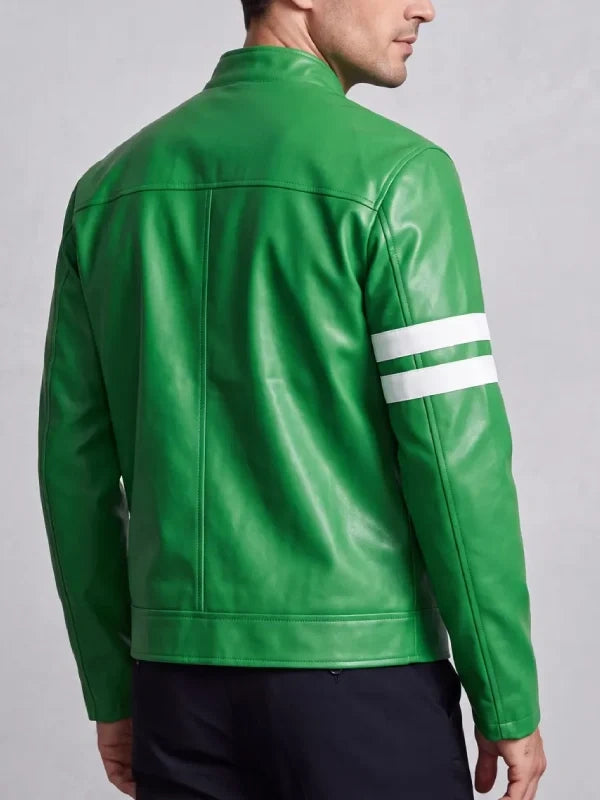 Ben 10 Green Striped Leather Jacket