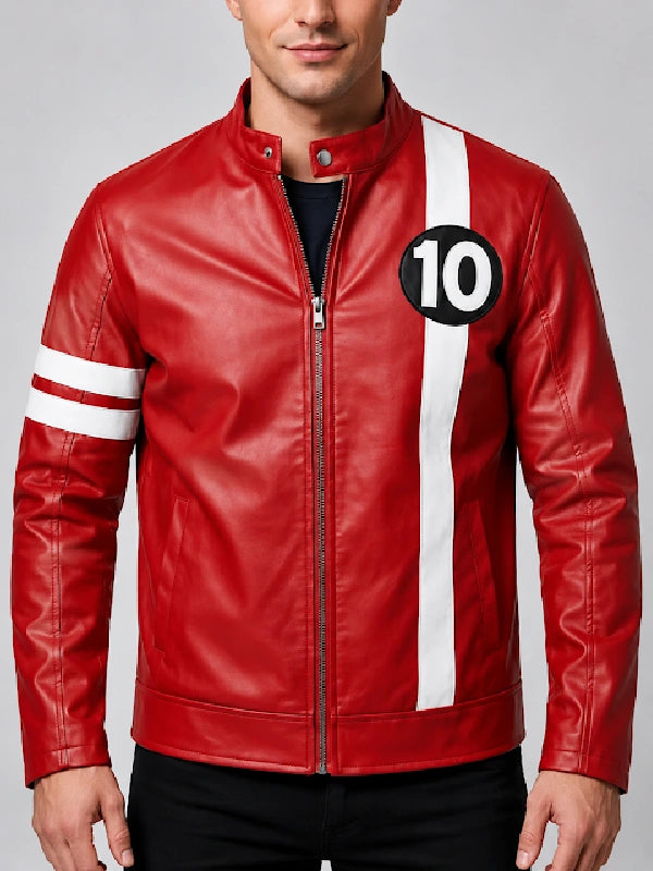 Ben 10 Red Striped Leather Jacket