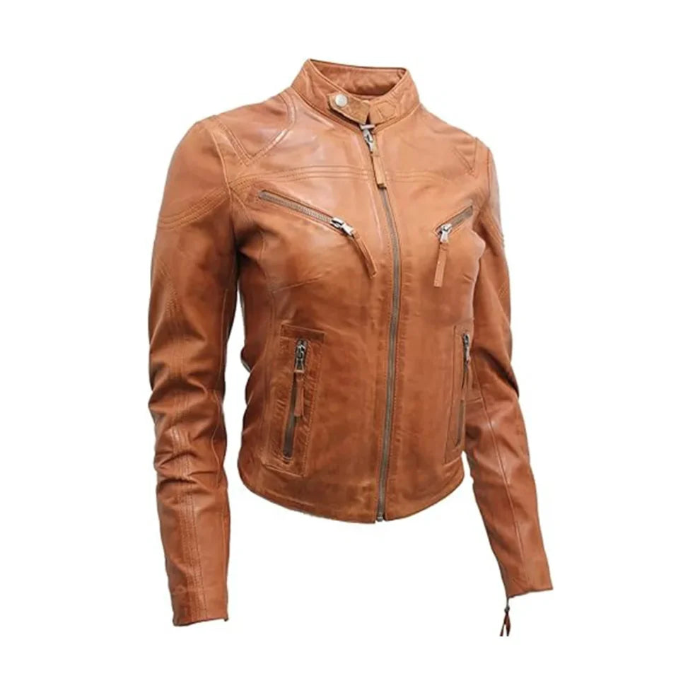 Brown Vintage Biker Leather Jacket