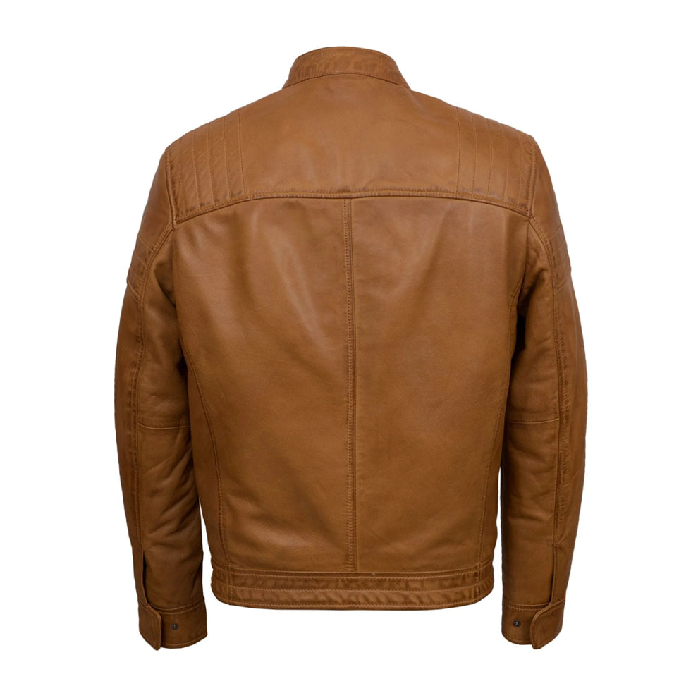 Tan Brown Biker Leather Jacket