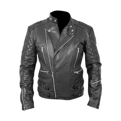 Cafe Racer Quilted Style Genuine Leather Jacket