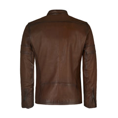 Brown Biker Style Genuine Leather Jacket