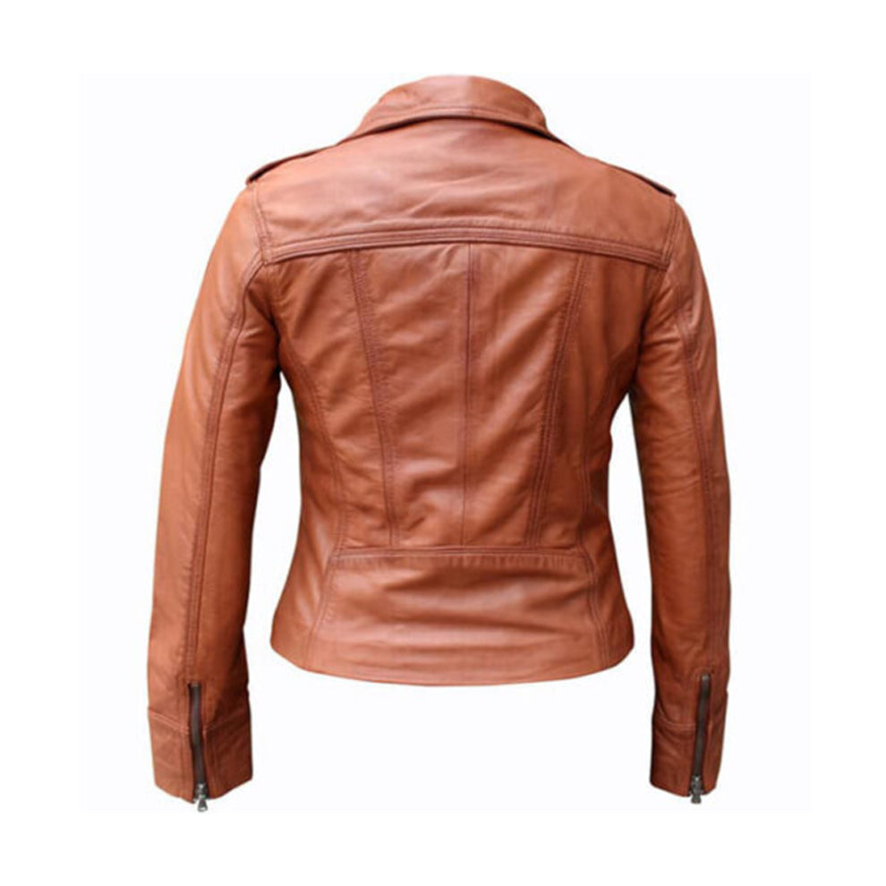 Woddy Brown Biker Leather Jacket