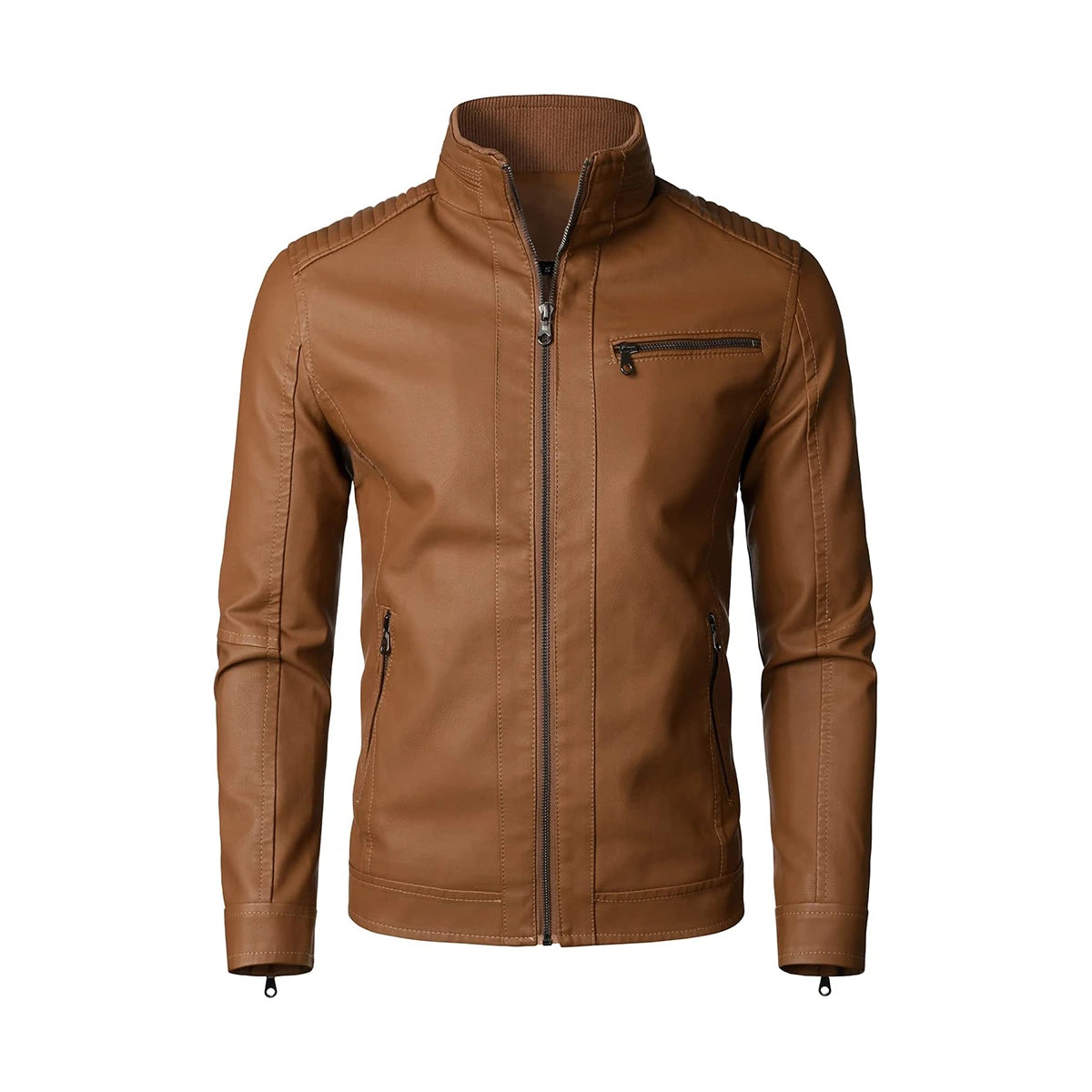 Brown Biker Style Real Leather Jacket