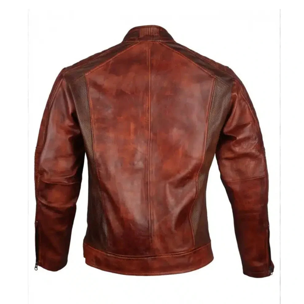 Cafe Racer Vintage Brown Biker Leather Jacket